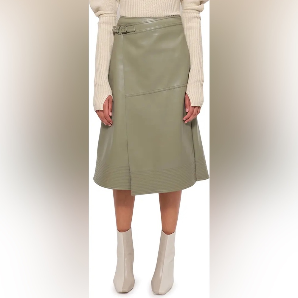 JONATHAN SIMKHAI Faux Leather Wrap Skirt size 2